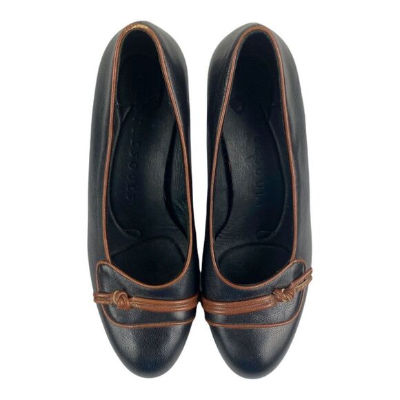 Gentle Souls Women's Black Leather Pumps Heels with Brown Piping EU 38 - Picture 4 of 11